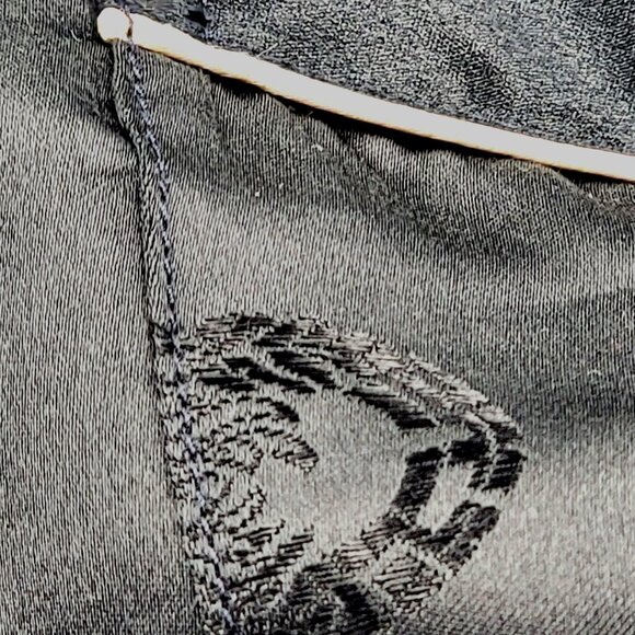 Vtg Black Silk Pajama Shirt With White Piping SIze 46 - Picture 6 of 10